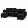 Ecksofa Set Schwarz Stoff L-förmig