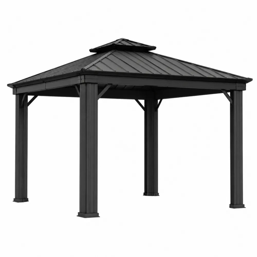Gartenpavillon aus Aluminium und Stahl 3x3 m Schwarz