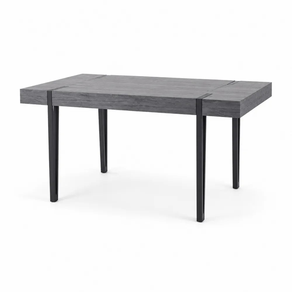 Rechteckiger Esstisch aus Massivholz mit Stahlbeinen Grau 160x90x75 cm