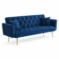 Sofa Samt Blau Metallbeine 210cm