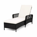 Rattan Liege Verstellbar Schwarz Cremeweiß