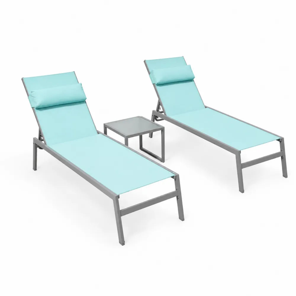 Aluminium Gartenmöbel Set Hellblau 3-teilig