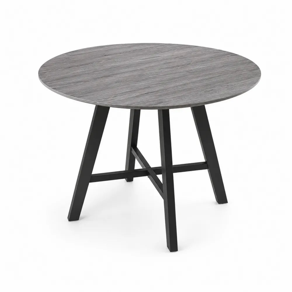 Runder Esstisch aus Holzwerkstoff und Metall Grau 120cm