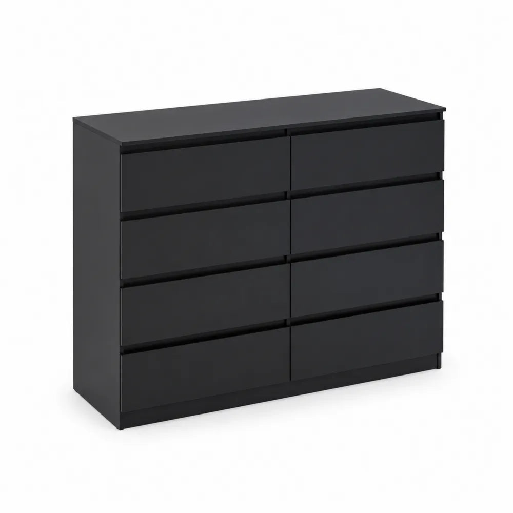 Kommode mit 10 Schubladen aus MDF in Schwarz