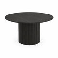 Runder Esstisch aus MDF mit Eschenholzfurnier, Schwarz, Ø120 cm